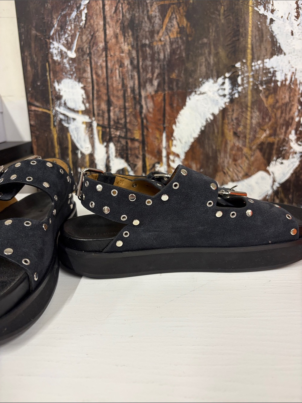 Isabel Marant Women’s Black Suede Studded Double-Buckle Sandals - Picture 5 of 6